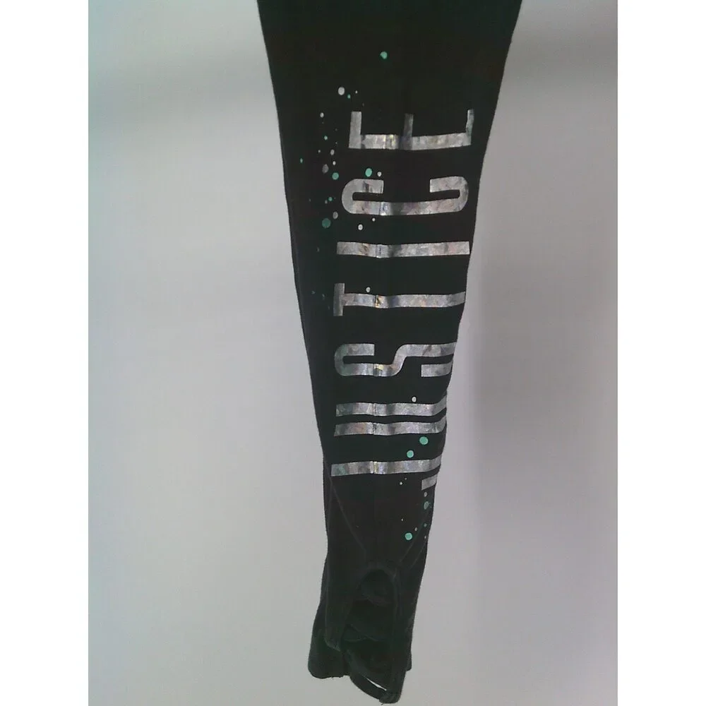Pre-Owned Dance Leggings Justice  Medium Child Teal Jazz Tap Hip Hop